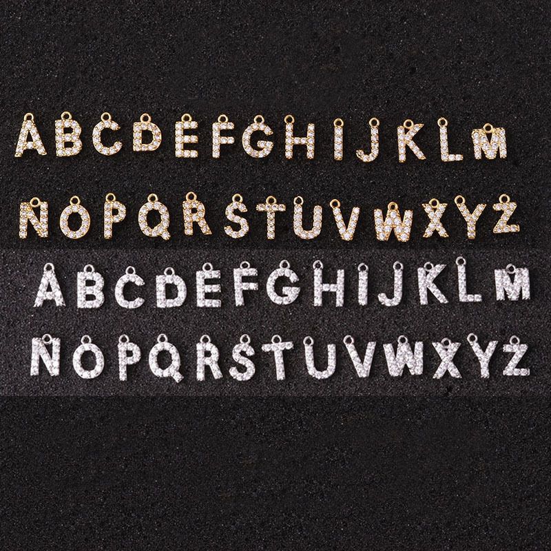 Le Cuivre Style Simple Lettre Zircon Incrusté Pendentif