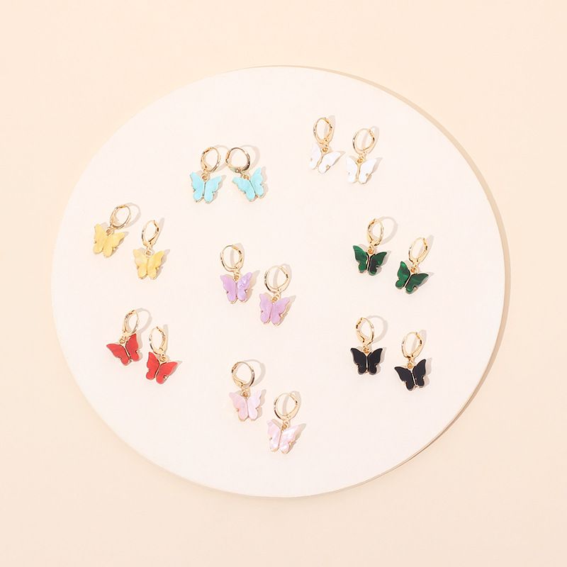 Mode Nouvelle Marée Papillon Zircon Nouvelles Boucles D&#39;oreilles Acryliques Pour Femmes