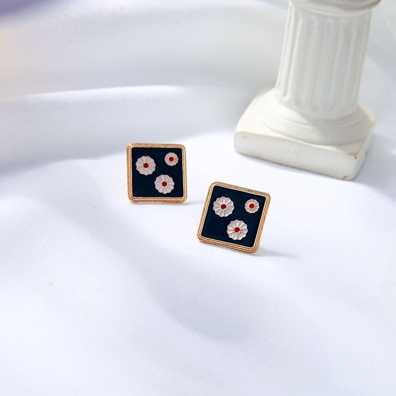 Flor Retro Port Style S925 Pendientes De Aleación De Plata De Moda Para Mujer