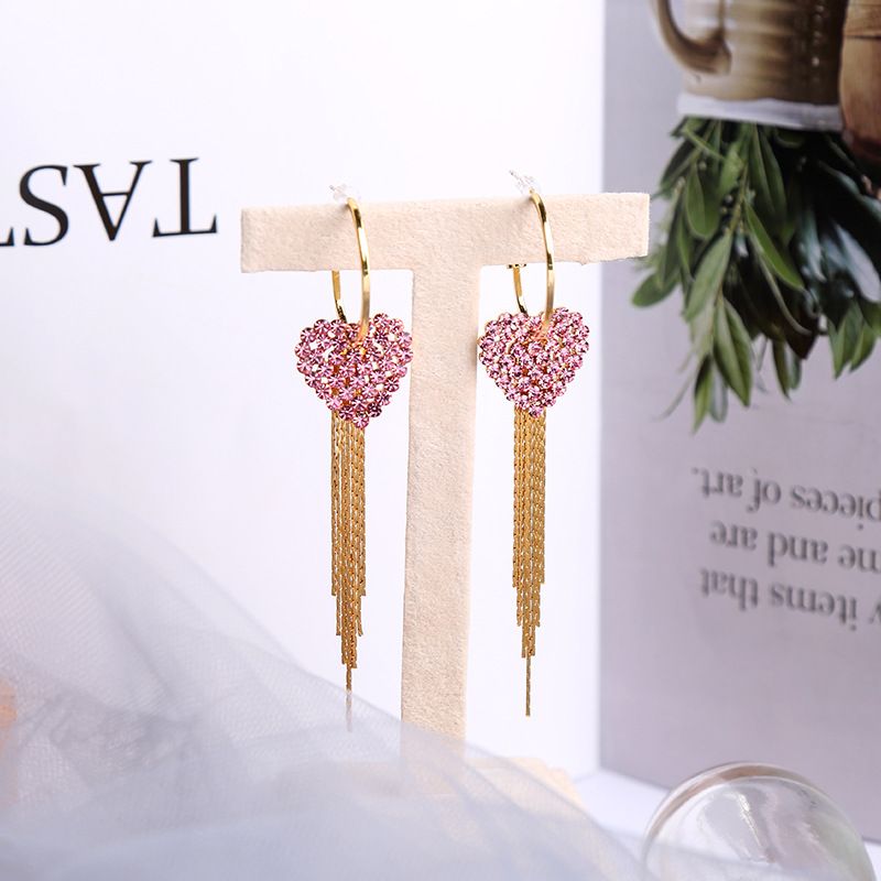 Fashion Love-shaped Long Tassels C-shaped Earrings