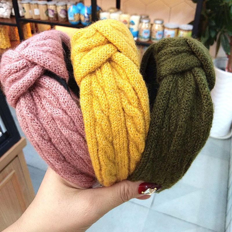 Hot Knitted Knotted Headband  Wool Hairpin Simple Wide-border Headband