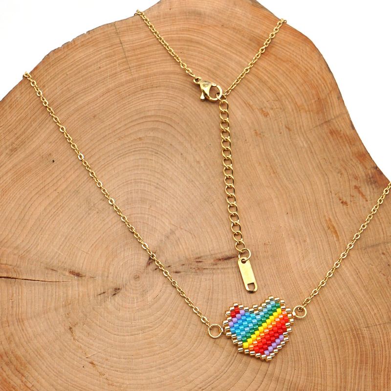 Hot Selling Fashion Hand-woven Colorful Love Necklace Wholesale
