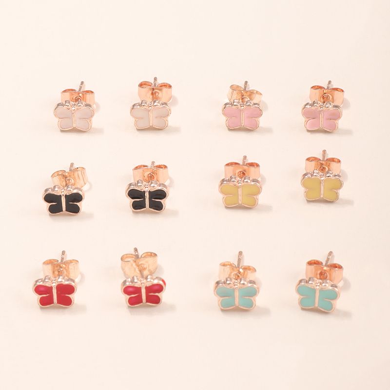 6 Pairs Of Colorful Butterfly Earrings