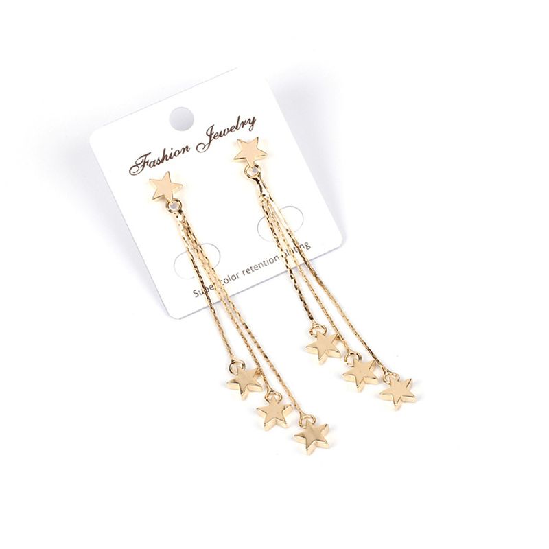 Korean New Beautiful Fairy Star Tassel Pendant Ladies Earrings Hot-saling Wholesale