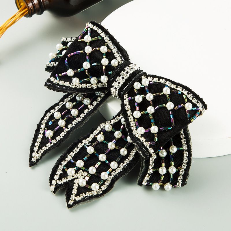 Hot-selling Fashion  Diamond-studded Pearl Bow Hair Clip Wholesale