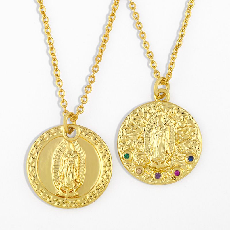 Plattierte 18 Karat Gold Porträt Goldmünze Medaille Einfache Kupferkette