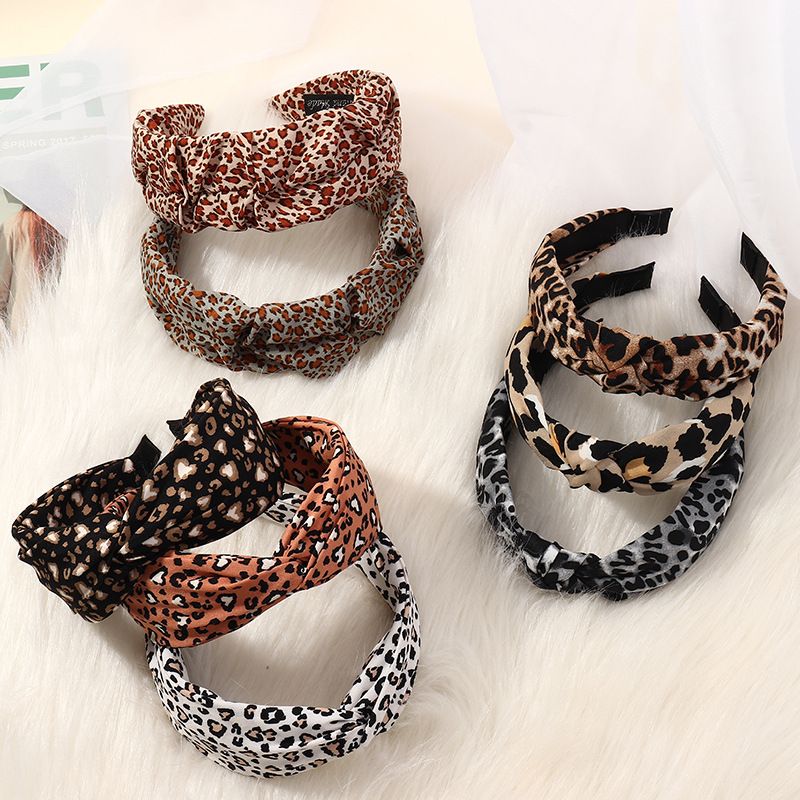Korean Wide-brimmed Leopard Print Cross Headband