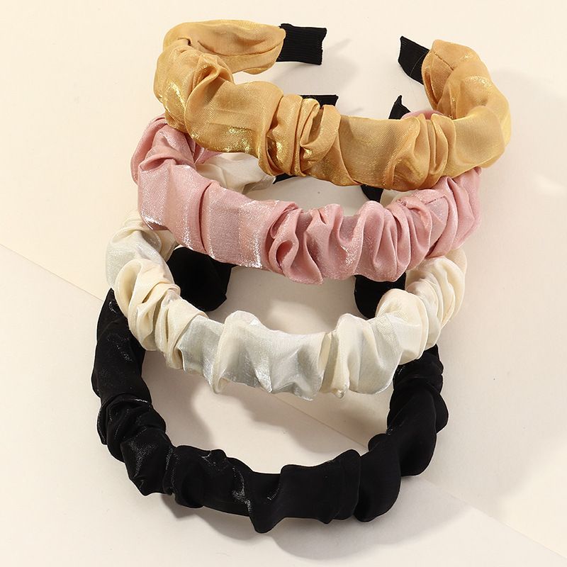 Korean New Fabric  Solid Color Wide-sided Fold-covered Cloth Headband