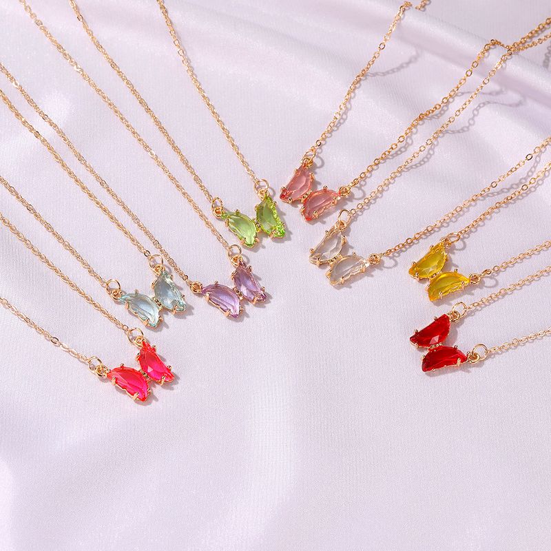 Simple Style Butterfly Artificial Crystal Alloy Plating Women's Necklace