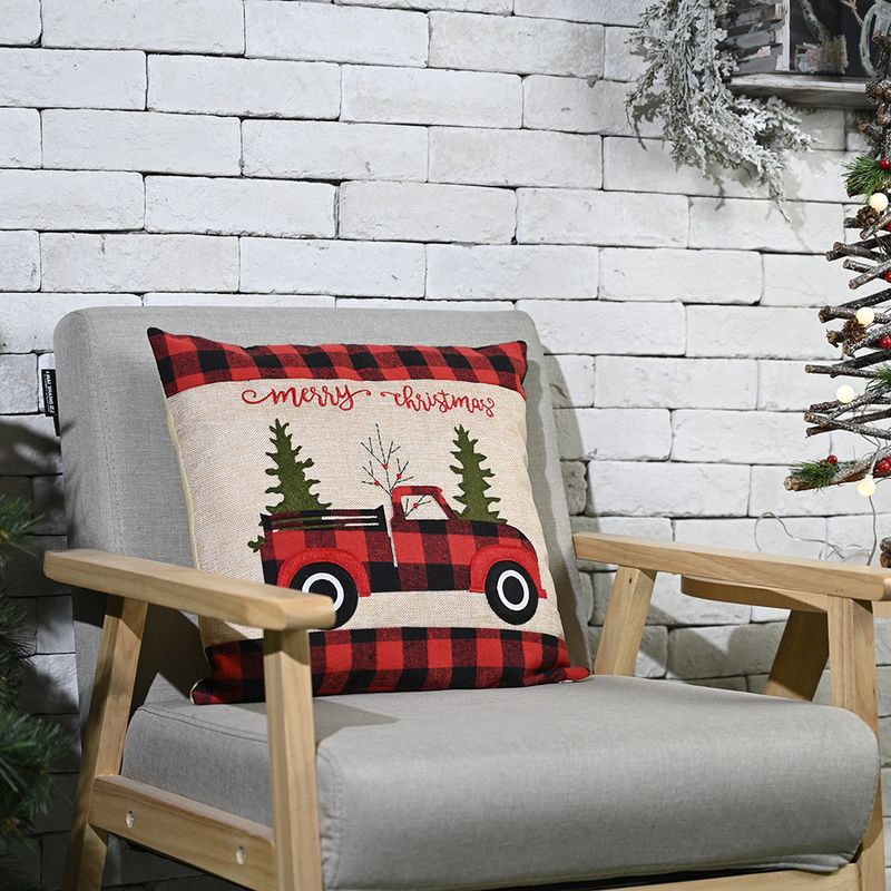 Hot Selling Fashion Christmas Red And Black Plaid Flannel Pillowcase[without Core]