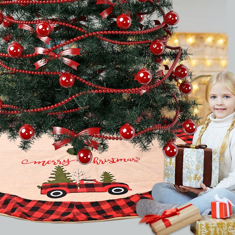 Jupe D&#39;arbre De Noël Tissu À Carreaux Fond D&#39;arbre De Noël Habiller Tablier D&#39;arbre