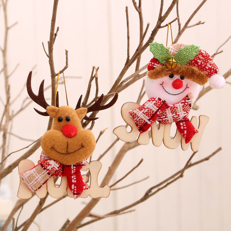 New Christmas Wooden Alphabet Dolls Small Pendant Christmas Tree Pendant Decorations