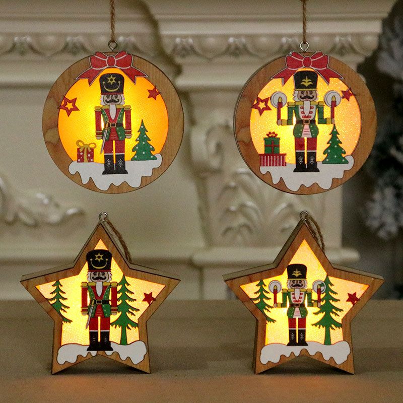 Walnut Soldier Wooden Luminous Pendant Scene Decoration Christmas Tree Small Pendant