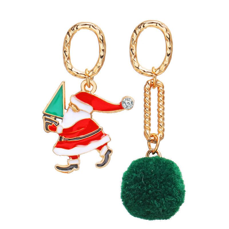 Hot Selling Mode Kreative Retro Ring Haarball Weihnachtsmann Anhänger Ohrringe