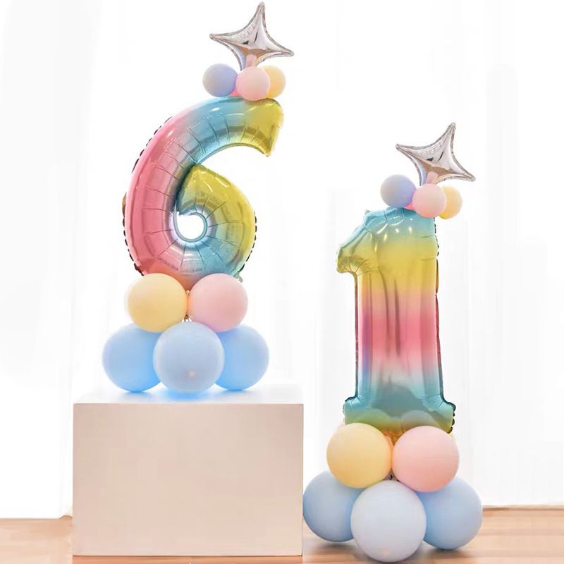 Heißer Verkauf Gold Neue 30-zoll-digitale Aluminium-filmballon Kreative Party Gradient Digitale Säule Ballon-set