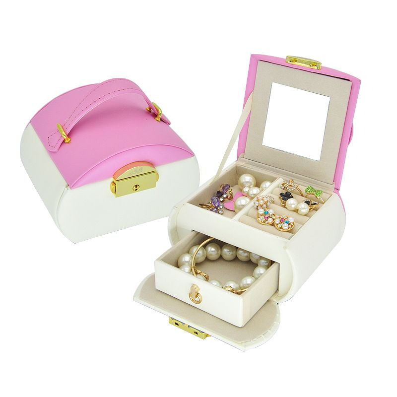 New Carrying Belt Jewelry Box Bracelet Packaging Box Leather Three-layer Jewelry Box