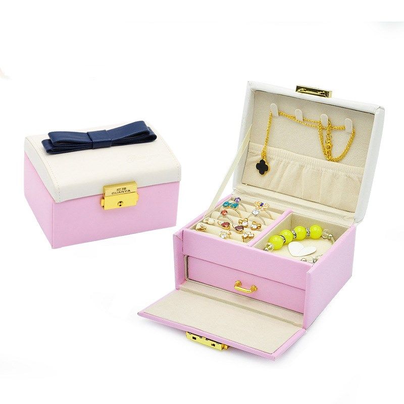 Cute Bowknot Double Drawer Type Box