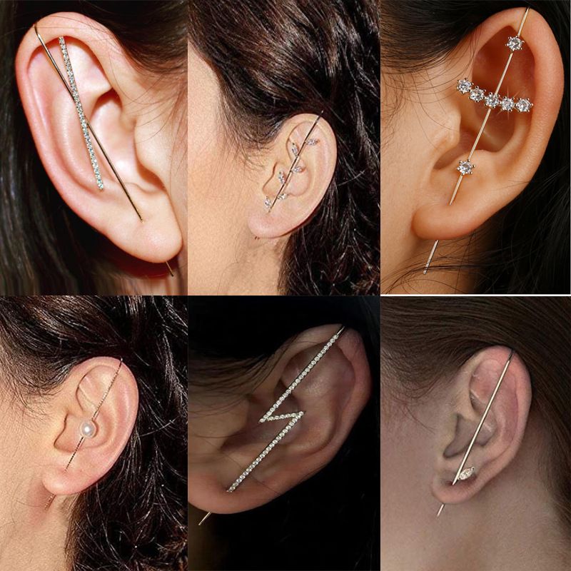 Kreative Einfache Legierung Eingelegte Strass Ohrringe Slash Ohrringe Großhandel