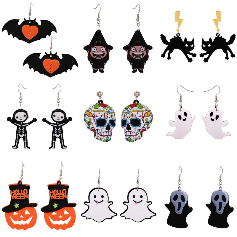 Boucles D&#39;oreilles En Acrylique Citrouille Drôle D&#39;halloween Boucles D&#39;oreilles En Résine De Petite Sorcière