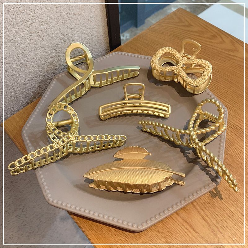 Clip De Captura Grande De Metal Elegante Coreano Placa De Cabeza Trasera Horquilla De Perlas De Aleación