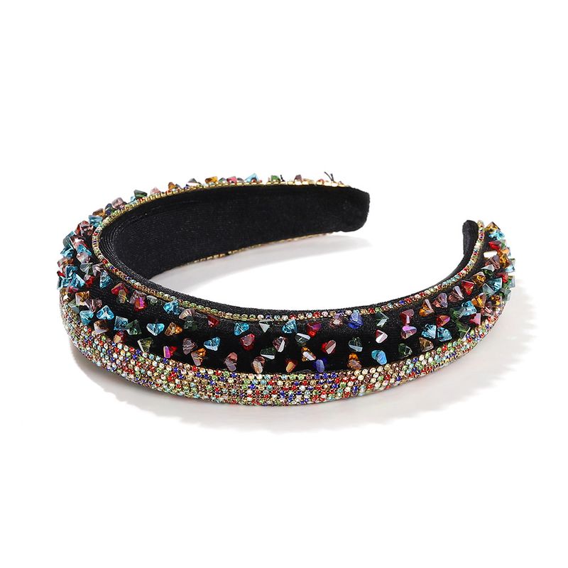Fashion High-level Trendy Rhinestone Sponge Widened And Thickened Baroque Two-color Headband