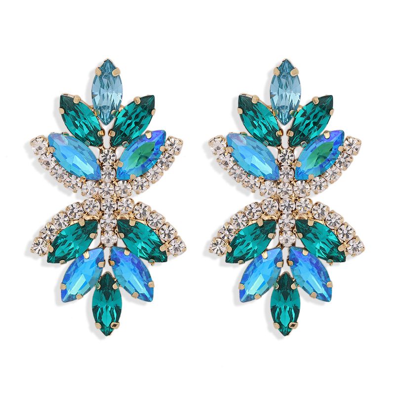 Pendientes De Mujer En Forma De Flor De Diamantes De Imitación Tachonados De Diamantes De Aleación De Múltiples Capas De Moda