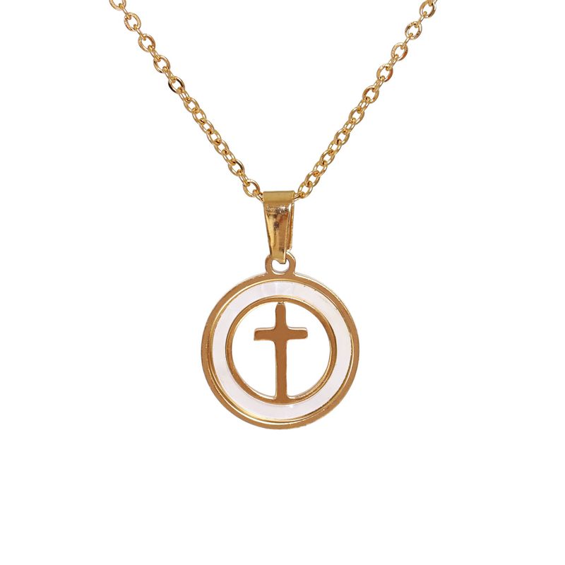 Fashion New Stainless Steel Geometric Cross Pendant Necklace