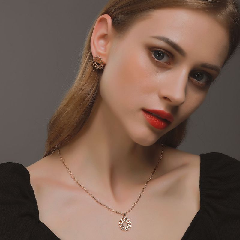 Heißer Verkauf Mode Neue Einfache Dreidimensionale Schlosskette Ohrringe Halskette Accessoires
