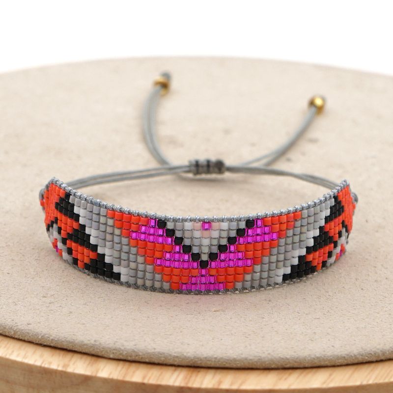 Mode Ethnique Style Antique Perle De Riz Tissé Bracelet Géométrique Bijoux Faits À La Main