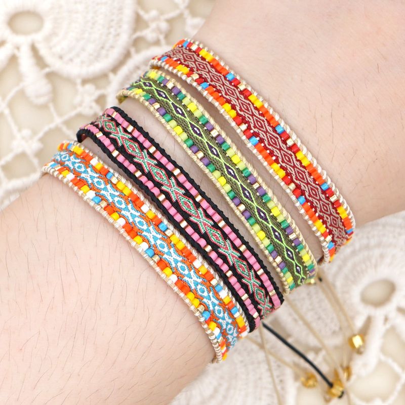 Reis Perle Weben Böhmischen Stil Retro Ethnischen Stil Muster Band Armband