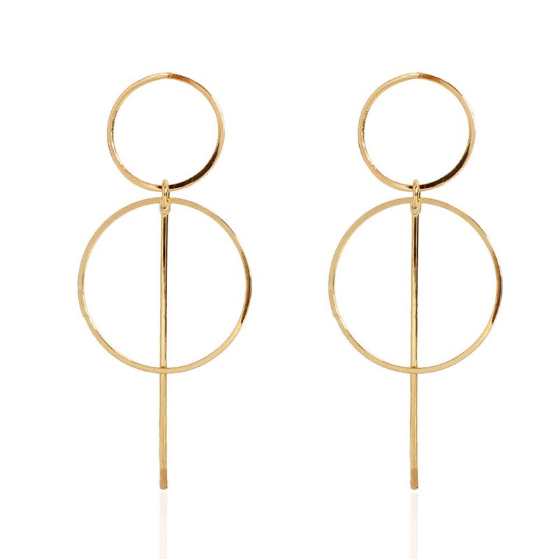 Alloy Geometric Circle Long Gold Creative All-match Earrings