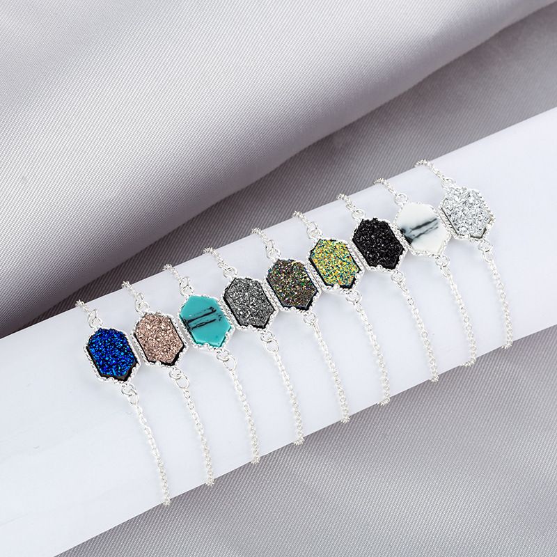 Hot-selling Diamond Cluster Multicolor Christmas Natural Stone Alloy Bracelet
