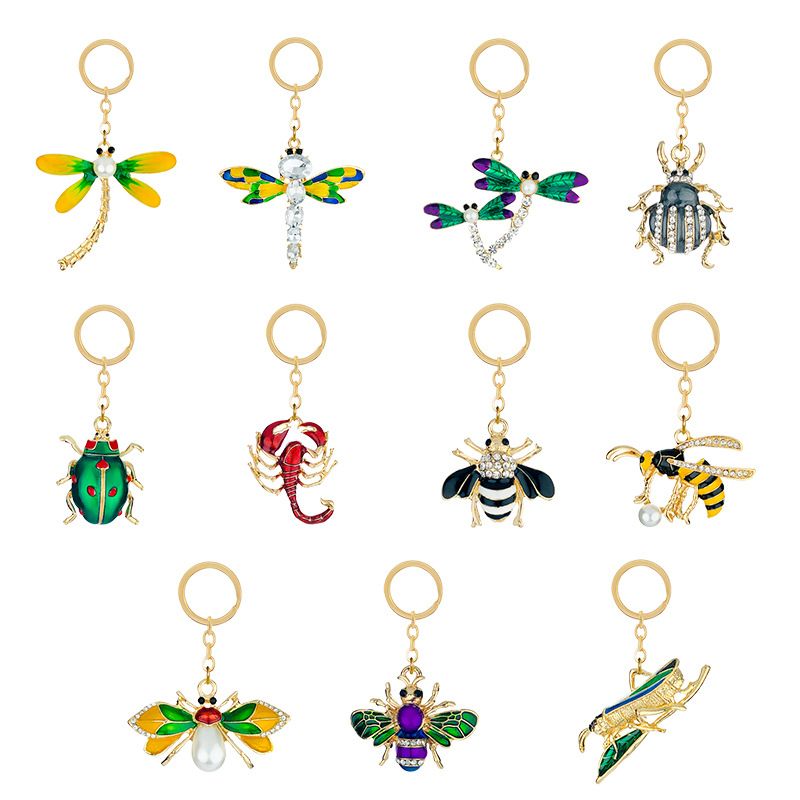 New Diamond Alloy Keychain Pendant Cute Animal Insect Shape Pendant Bag Accessory Pendant