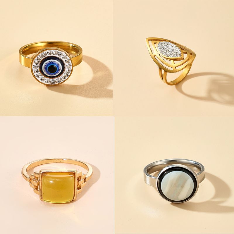 Fashion Diamond Devil's Eye Drop-shaped Ring Simple Punk Turquoise Ring Wholesale