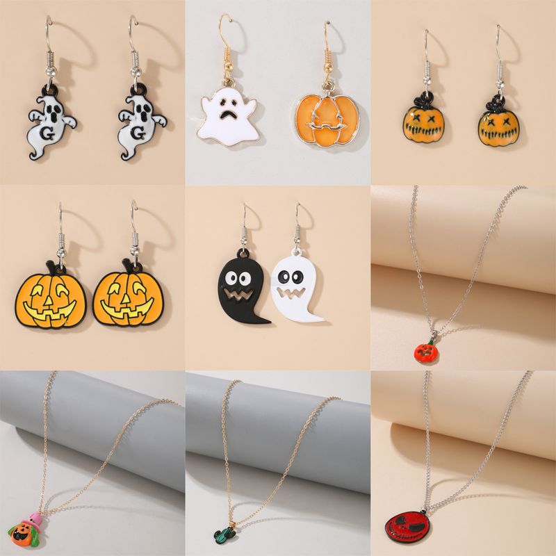 Halloween Funny  Pumpkin Ghost Bat Butterfly Pendant Women's Necklace Wholesale