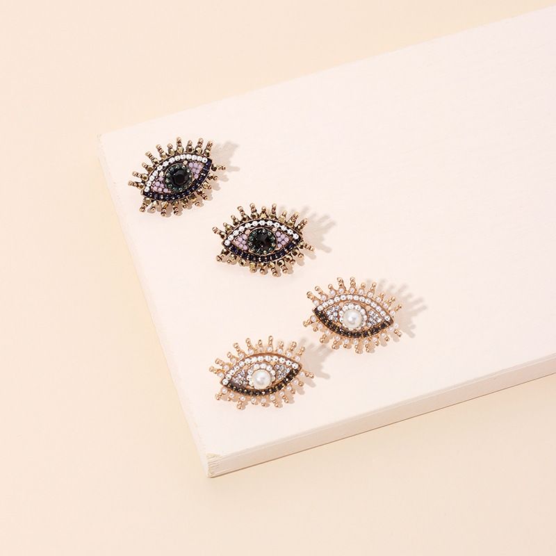 Fashion Retro Full Diamond Eye  Demon Eye Earrings For Women