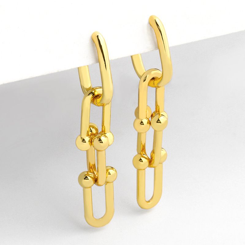 Fashion Niche U-shaped Chain Stacked Ring Copper Earrings For Women