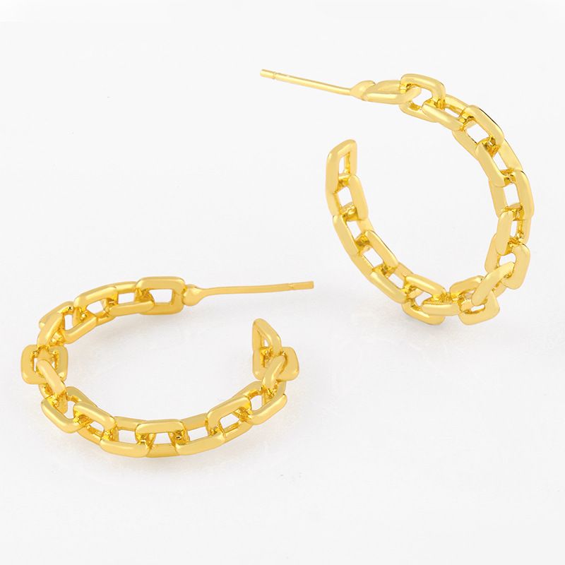 Fashion Simple C-shaped Chain Buckle Geometric Big Fashion Retro Copper Earrings For Women