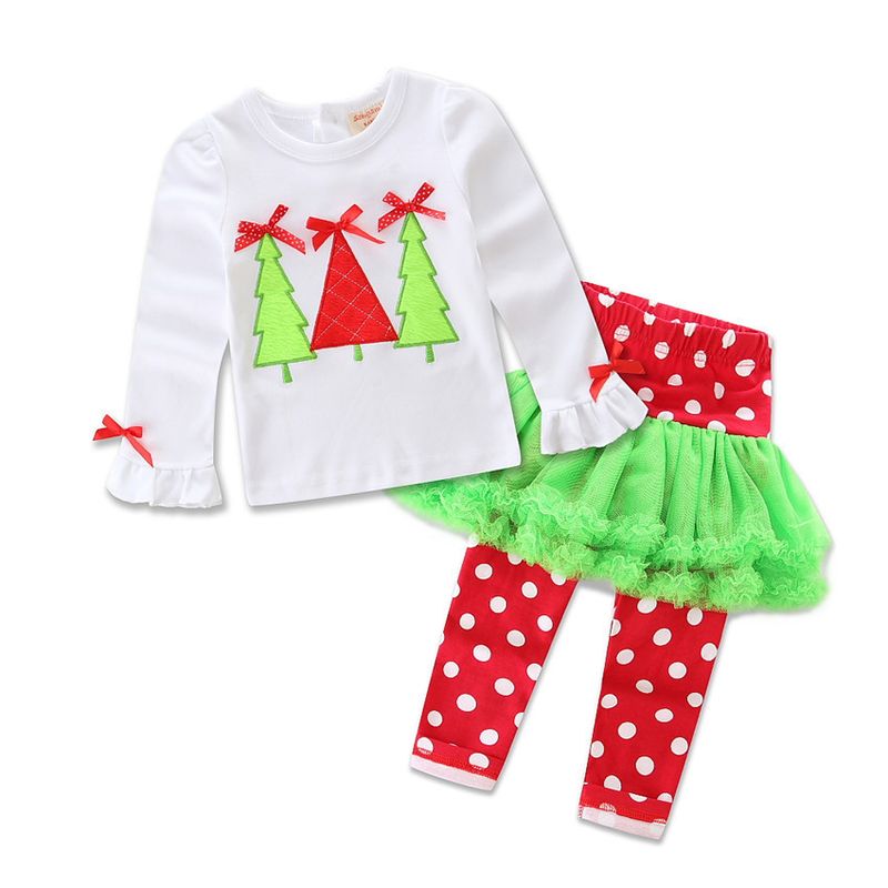 2020 Foreign Trade Children's Wear New European And American Girls Cartoon New Year Christmas Style Two-piece Suit Factory Direct Sales