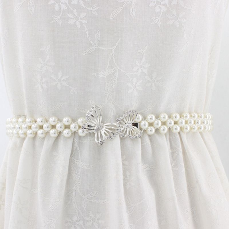 New Pearl Korean Elastic Dress Decorated Elastic Sweet Rhinestones Waist Chain