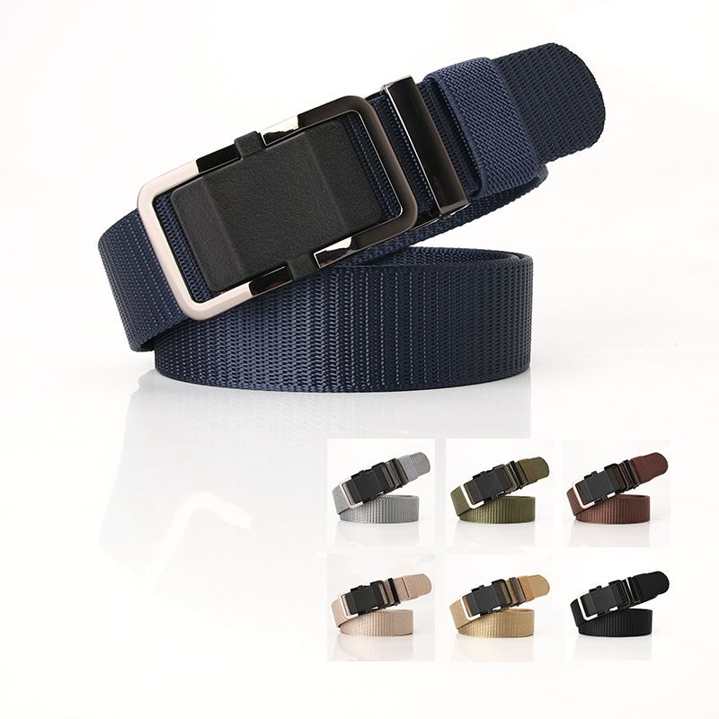 Ceinture En Nylon À La Mode En Alliage Sans Dents Avec Boucle Automatique Pour Hommes