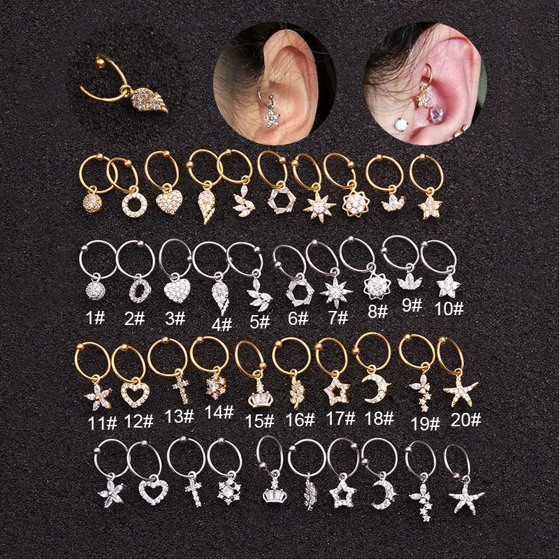Ear Cartilage Rings & Studs Exaggerated Heart 316 Stainless Steel  Copper