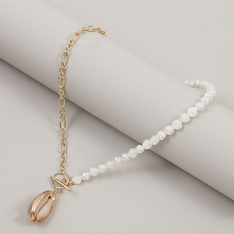 Fashion Natural Shell Pearl Pendant Creative Asymmetrical Women's Necklace
