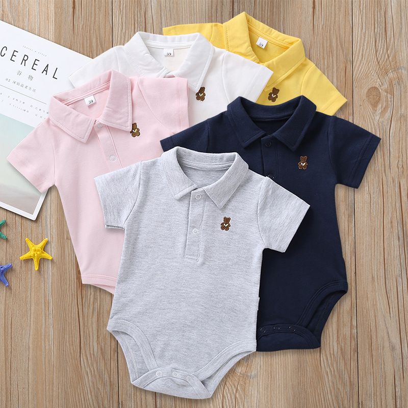 New All-match Baby  Toddler Boys Candy Color Jumpsuit Short-sleeved Triangle Climbing Clothes Wholesale