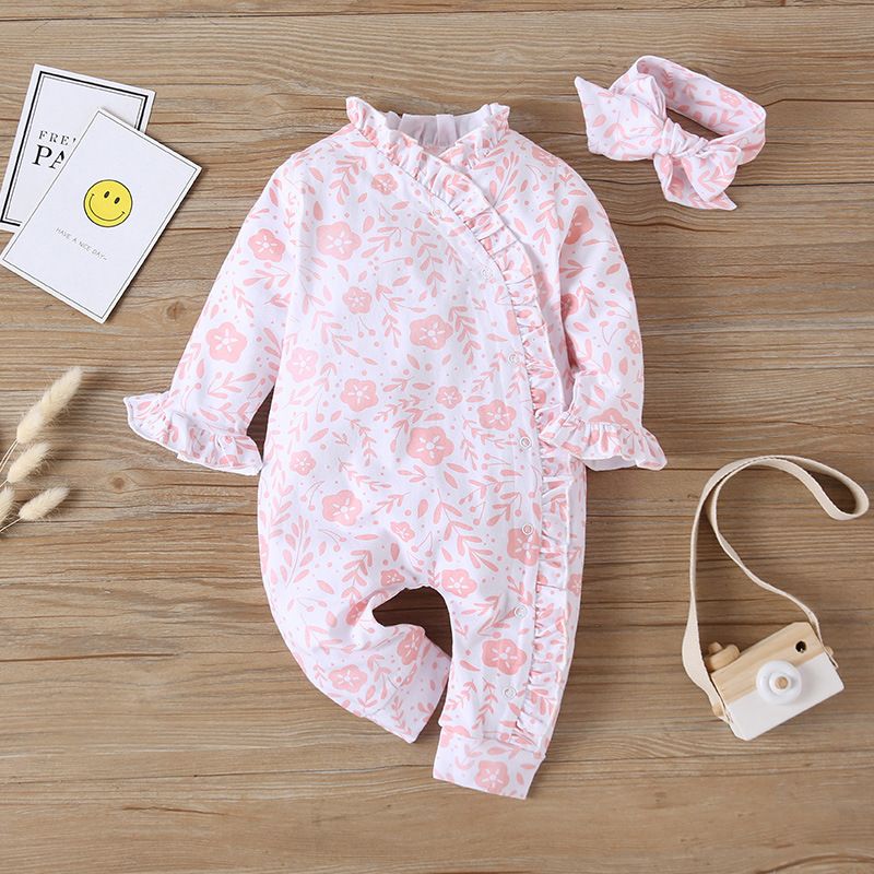 New Baby Fashion Full Print Langarm Strampler Einteiler Anzug Heißer Verkauf