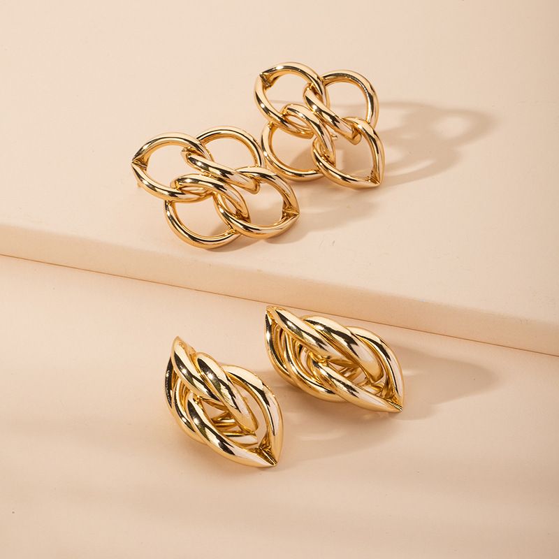 Fashion Exaggerated Retro Geometric Metal Earrings For Women