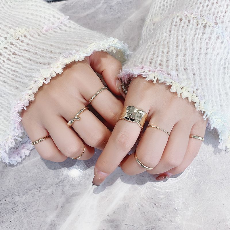 Twisted Knotted Ring Set Index Finger Ring Plain Ring 8-piece Set Wholesale
