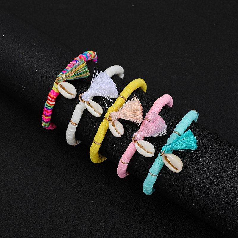 Fashion Ethnic Shell Tassel Bracelet All-match Color Soft Clay Bracelet
