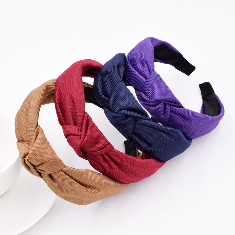 New Solid Color Striped Korean Fabric Knotted Retro Solid Color Fabric Handmade Headband