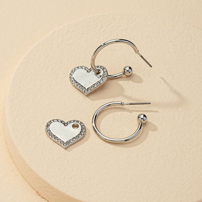 Fashion Hot Sale 1 Pair Of Diamond Love Earrings Wholesale